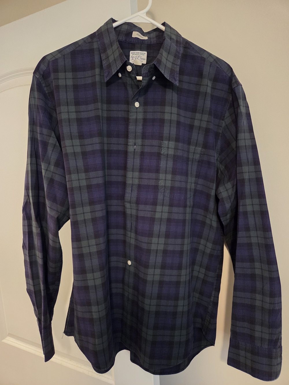 J. Crew Men's Blue & Green Plaid Button-Down Shirt